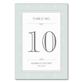 Wedding Green Art Deco Elegany Table Number Card
