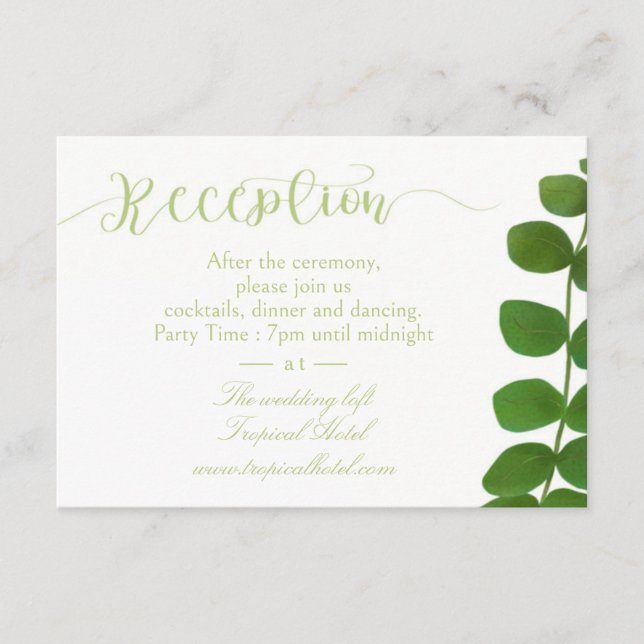 Wedding Green Chic Enclosure Card (Front)
