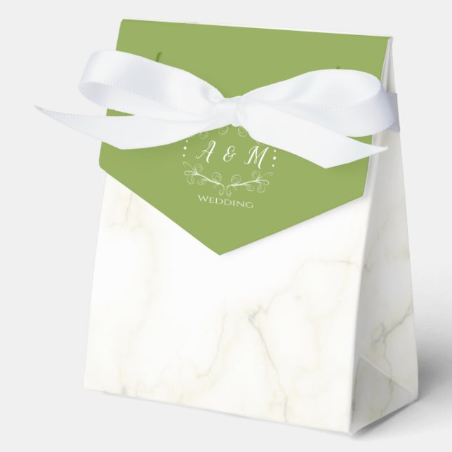 Wedding Green Chic  Favor Boxes (Front)