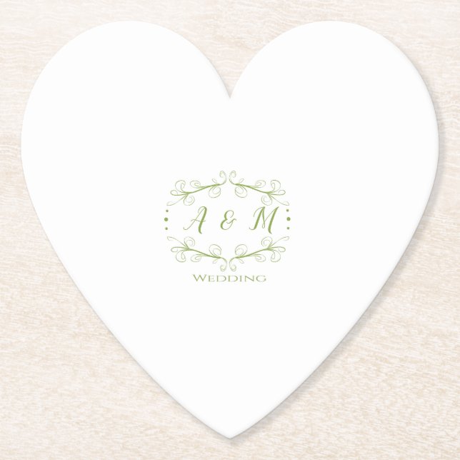 Wedding Green Chic  Paper Coaster (Front)