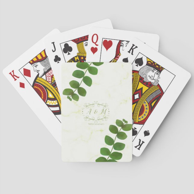 Wedding Green Chic Poker Cards (Back)