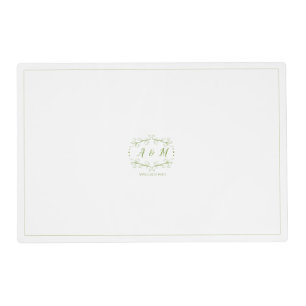 Wedding Green Chic White Placemat
