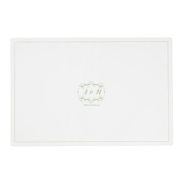 Wedding Green Chic White Placemat (Front)