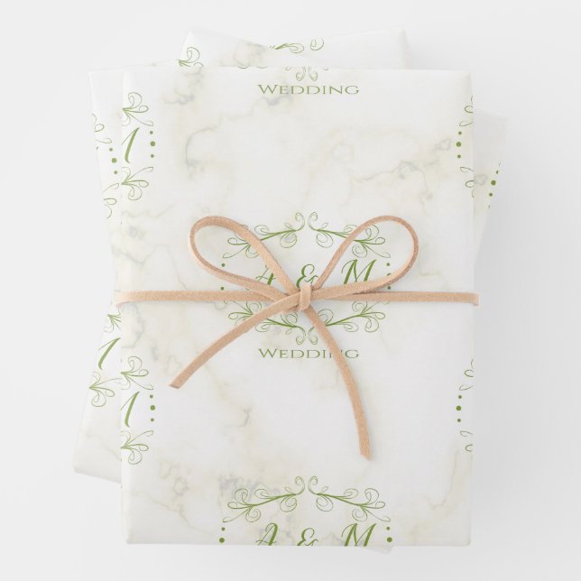 Wedding Green Chic  Wrapping Paper Sheets (In situ)