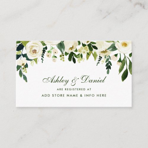 Wedding Green Floral Registry Insert Card
