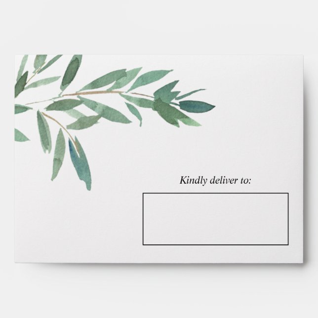 Wedding Green Leaves  Return Address Envelope (Front)