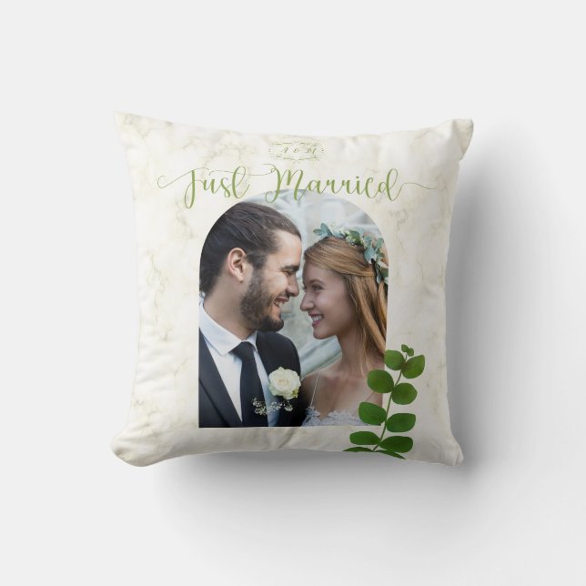 Wedding Green Photo Throw Pillow (Front)