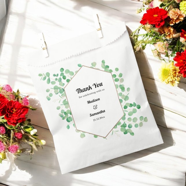 Wedding Green White Eucalyptus Favor Bag (Creator Uploaded)