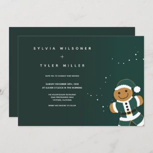 Wedding Green White Gingerbread Santa Invitation