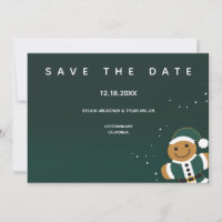 Wedding Green White Gingerbread Santa Whimsical Save The Date