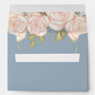 Wedding Greenery Elegant Floral Dusty Blue Envelope