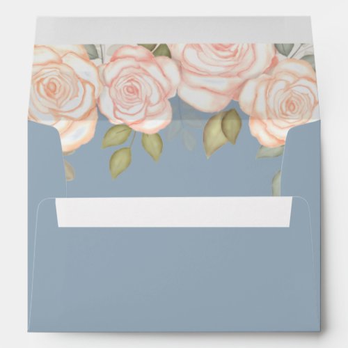 Wedding Greenery Elegant Floral Dusty Blue Envelope