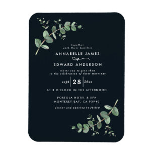 Wedding greenery Eucalyptus botanical black modern Magnet