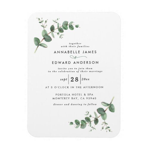 Wedding greenery Eucalyptus botanical modern Invit Magnet