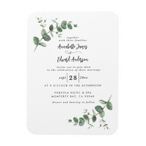 Wedding greenery Eucalyptus botanical script invit Magnet