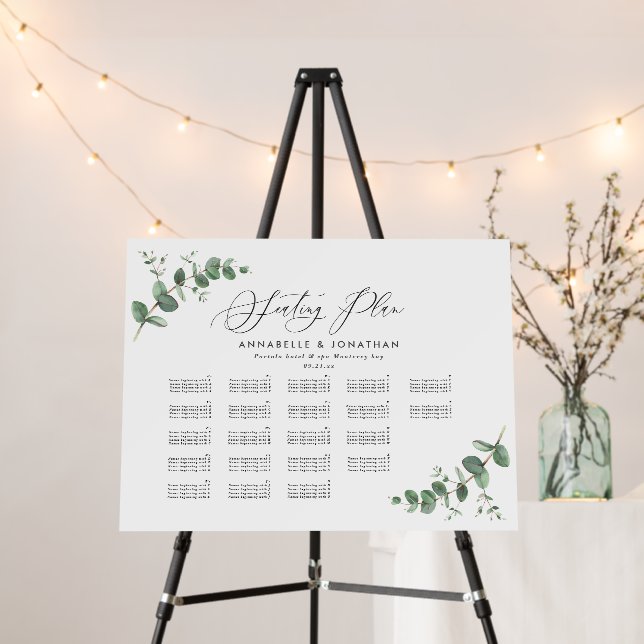 Wedding greenery Eucalyptus botanical seating plan Foam Board (In Situ (Stand))
