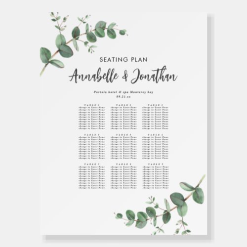 Wedding greenery Eucalyptus botanical seating plan Foam Board