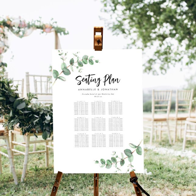 Wedding greenery Eucalyptus botanical seating plan Foam Board (Creator Uploaded)