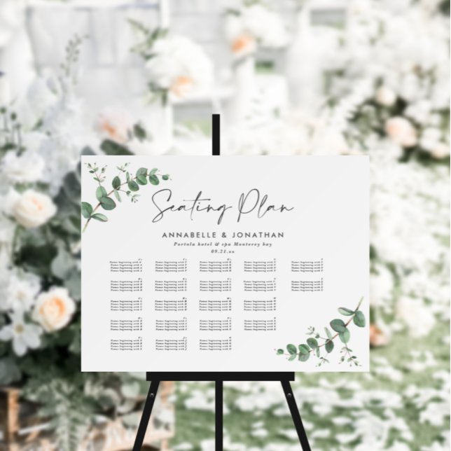 Wedding greenery Eucalyptus botanical seating plan Foam Board (Creator Uploaded)