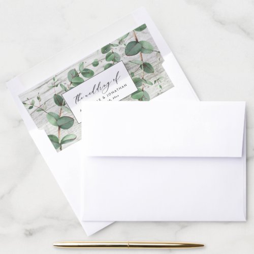 Wedding greenery Eucalyptus botanical white wood Envelope Liner