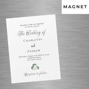 Wedding greenery ginkgo leafs simple script luxury magnetic invitation