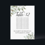 Wedding Greenery Seating Chart Table Number Large<br><div class="desc">These beautiful large sized wedding table number cards include a seating chart or list of ten names to make it easy for your guests to find the right table. They feature an elegant rustic boho chic design with hand painted watercolor sprigs of eucalyptus leaves and garden greenery in shades of...</div>