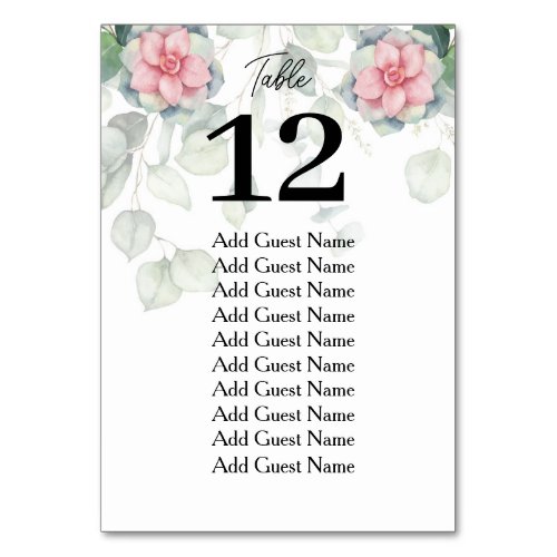 Wedding Greenery Table Number Seating Chart
