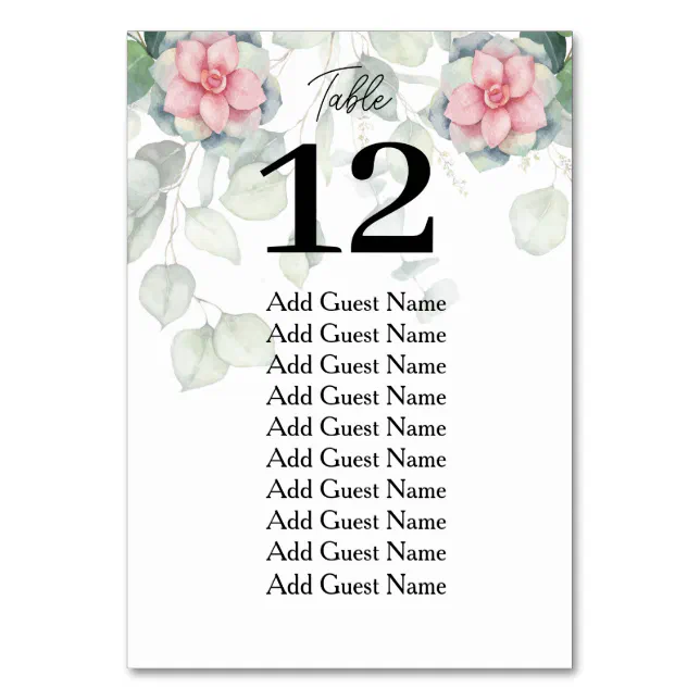 Wedding Greenery Table Number Seating Chart | Zazzle