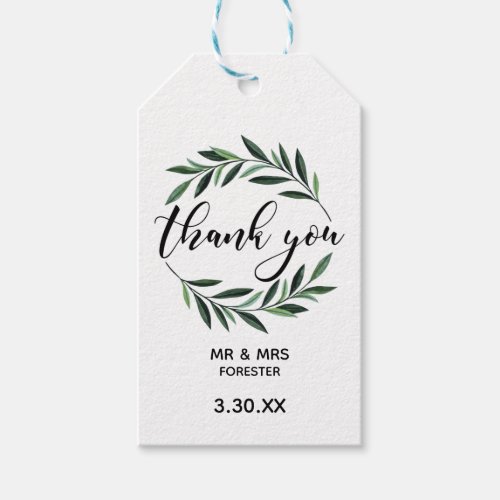 Wedding Greenery Wreath Thank You Gift Tags