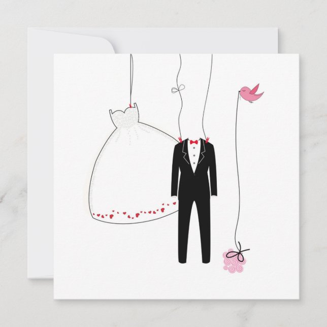 Wedding greeting card with wedding symbols (Front)