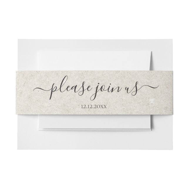 Wedding Grey Tan Please Join Us Personalized Invitation Belly Band (Front Example)
