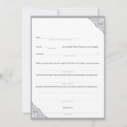 Wedding MadLibs Grey Vine Personalized Invitations
