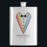 Wedding Groom Groomsman Gay Rainbow Tuxedo Flask<br><div class="desc">Wedding Groom Groomsman Gay Rainbow Tuxedo Flask</div>