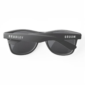 Wedding Groom Modern Personalized Name Custom Sunglasses