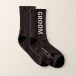 Wedding Groom Personalized Socks<br><div class="desc">Dress the men of your wedding party with coordinating personalized socks. You can personalize these souvenir keepsake "Groom" socks with your first names and wedding date in white typography against a black background.</div>