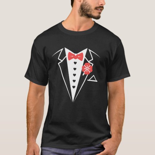 Wedding Groom Tuxedo Bow Tie Bachelor Marriage T-Shirt