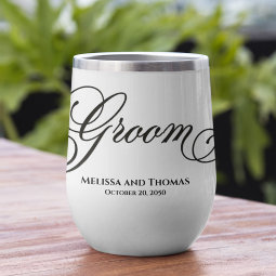Wedding Groom Typography Script Custom Tumbler | Zazzle