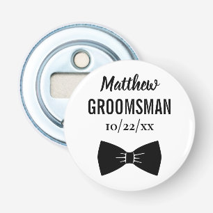 Wedding Groomsman Bachelor Party Black Bow Tie Bottle Opener