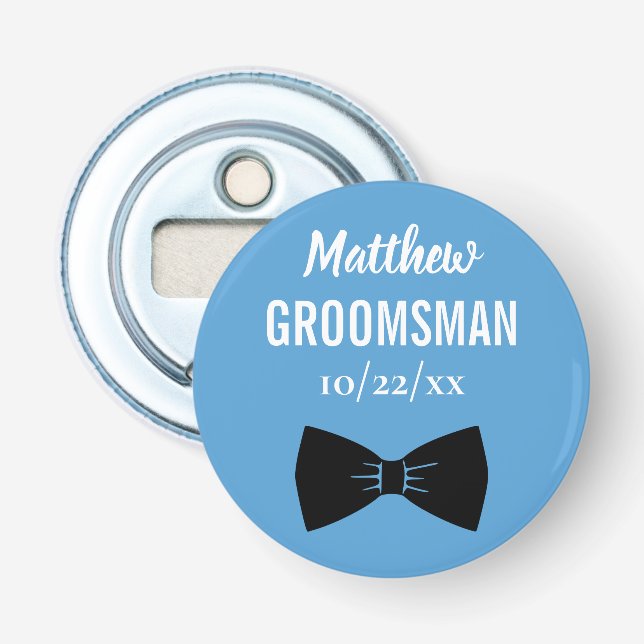 Wedding Groomsman Bachelor Party Favor Bow Tie Bot Bottle Opener (Front)