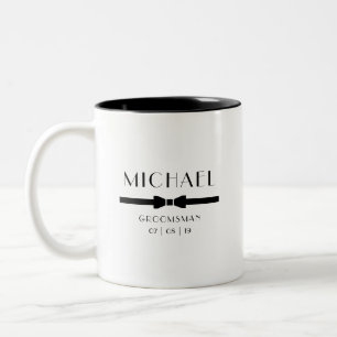 Wedding GROOMSMAN Bow Tie Two-Tone Coffee Mug