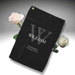 Wedding Groomsman Gift Elegant Monogram Cool Black Golf Towel<br><div class="desc">Wedding Groomsman Groomsmen Gift Elegant Monogram Initial Plus Personalized Name Cool Modern Black Golf Towel. Click personalize this template to customize it with your own monogram last name initial and the first name and marriage date quickly and easily. All text is customizable. Matching personalized golf head cover, putter cover, golf...</div>