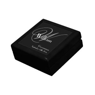 Wedding Groomsman Gift Elegant Monogram + Name Box