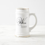 Wedding Groomsman Gift Modern Monogram Name Cool  Beer Stein<br><div class="desc">Wedding Groomsman Groomsmen Gift Modern Monogram Initial And Name Cool Classic Beer Stein. Groomsman Gift modern vintage inspired monogram last name initial, first name and date on the simple elegant classic Beer Stein. Customize it for that extra special touch to your Groomsman gift. Click personalize this template to customize it...</div>