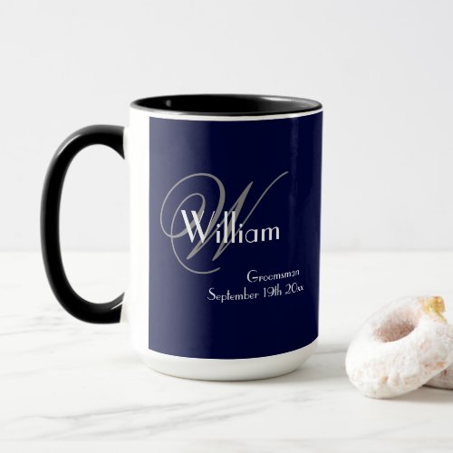 Wedding Groomsman Gift Modern Monogram Name Cool  Mug