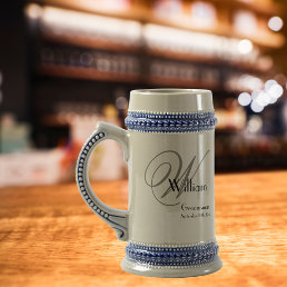 Wedding Groomsman Gift Modern Monogram Rustic Cool Beer Stein