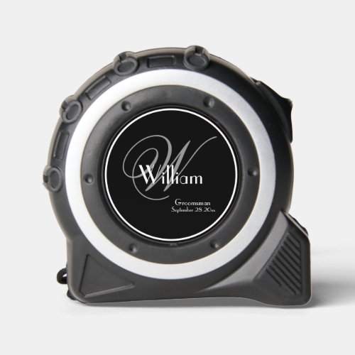  Wedding Groomsman Gift Monogram Script B  W Cool Tape Measure