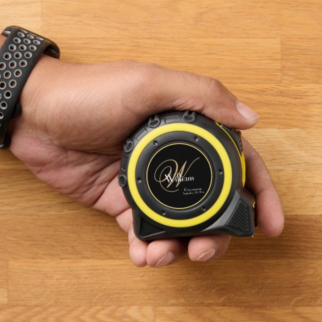 Wedding Groomsman Gift Monogram Script Name Modern Tape Measure (Home)