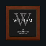 Wedding Groomsman Gift Name Date Elegant Cool Box<br><div class="desc">Wedding Groomsman Groomsmen Gift Monogram Initial Plus Name And Date Elegant Cool Keepsake Gift Box. Click personalize this template to customize it with your monogram last name initial, your first name and date quickly and easily. Matching Groomsman Gift items in Groomsman Gift Collection in this store. Ships Worldwide fast. Wedding...</div>