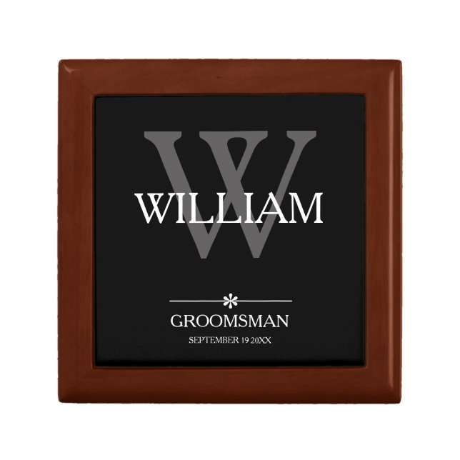 Wedding Groomsman Gift Name Date Elegant Cool Box (Front)