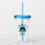 Wedding Groomsman Leveled Up Gamer Acrylic Tumbler<br><div class="desc">A modern groomsman gift idea for those who love playing computer generated games,  featuring two games consoles and a humor statement "Leveled Up To Groomsman" Just customize with a personal name for that extra special touch at no extra cost.</div>